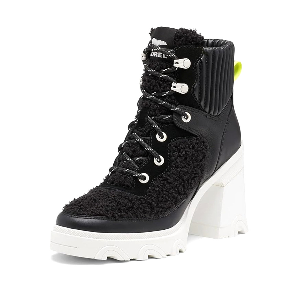 Sorel 8.5 Brex $210 Shearling Teddy Bear Ankle Boots Chunky Platform Heel Black - Picture 3 of 10